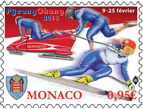почтовая марка Олимпиады Пхёнчхан 2018 Монако