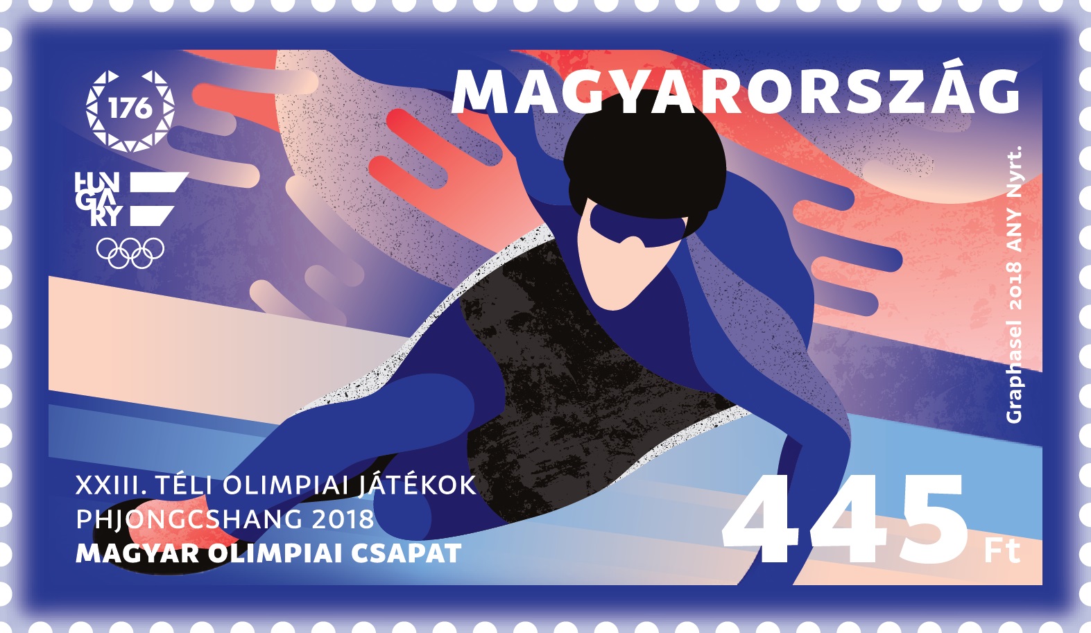 почтовая марка Олимпиады Пхёнчхан 2018 Венгрия