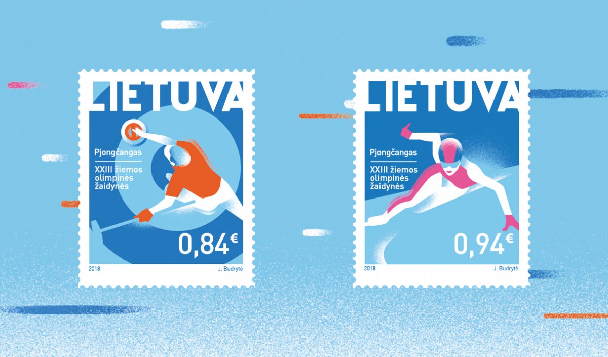 почтовая марка Олимпиады Пхёнчхан 2018 Литва