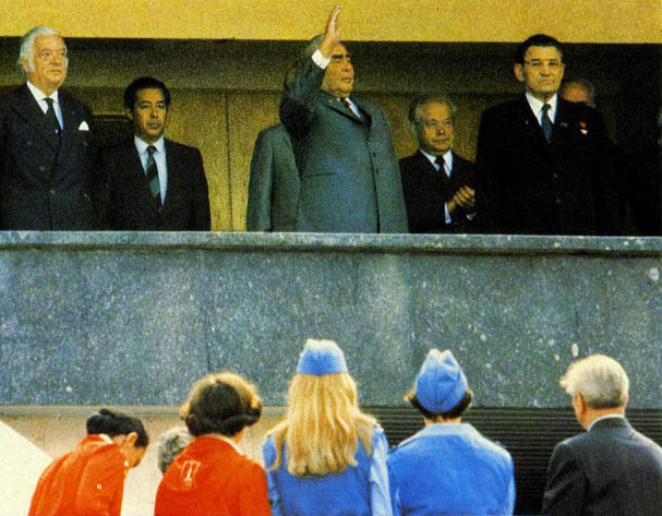 Леонид Брежнев на церемонии открытия Олимпиады-80