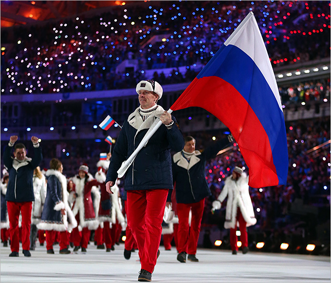 Александр Зубков флаг России Сочи 2014